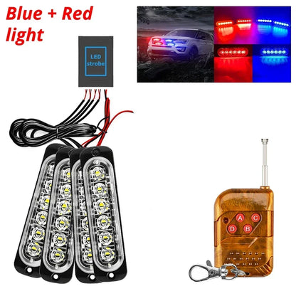 12-24V LED Strobe Lights - 18-Mode Vehicle Warning Set