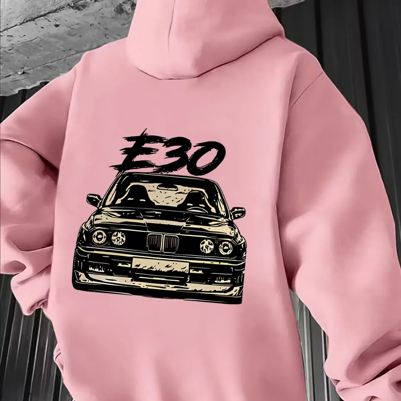 Oversized Classic Car Print Hoodie