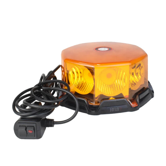 Amber LED Beacon Light - 12V/24V Magnetic Strobe