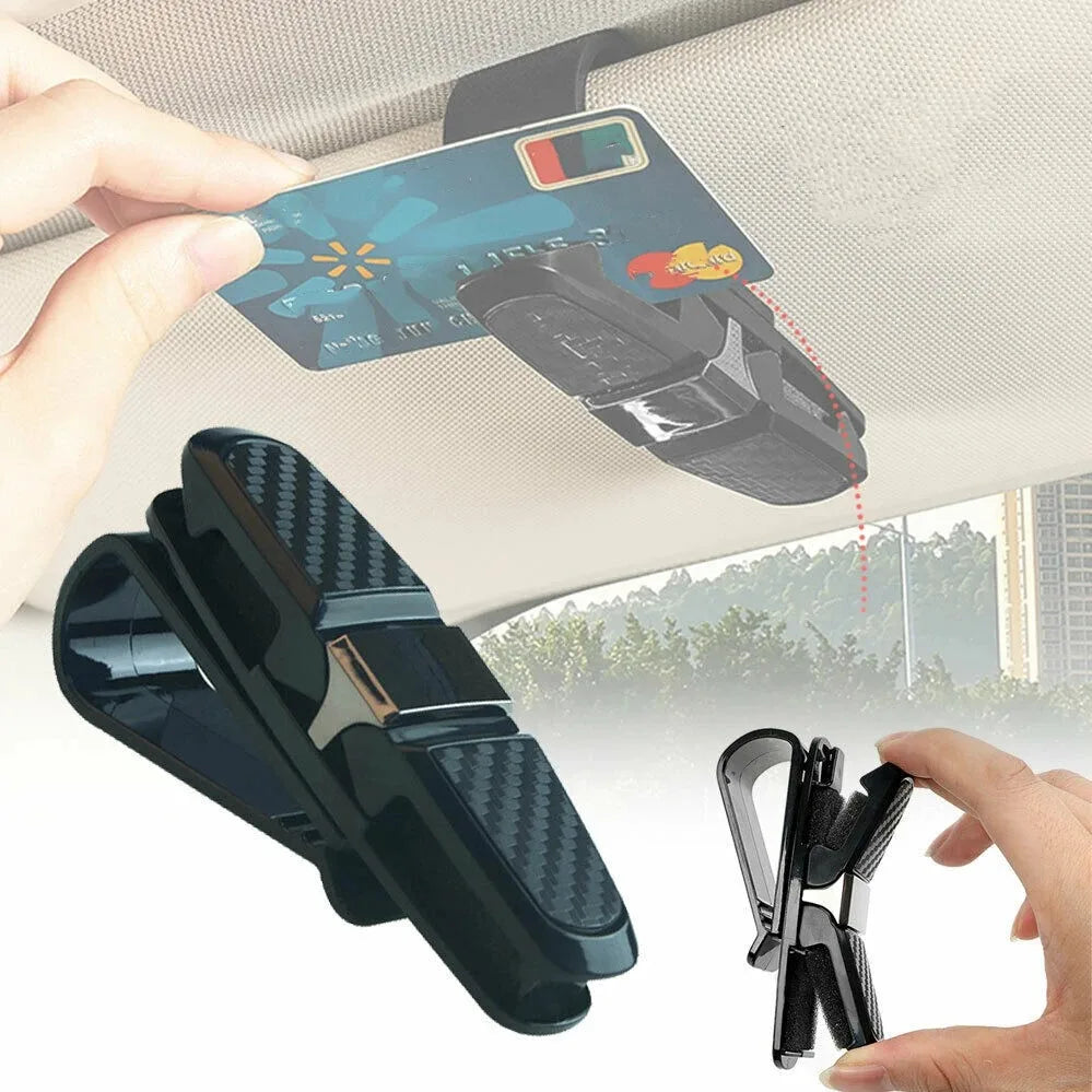 Sun Visor Glasses Holder Clip – Multifunctional Car Sunglasses & Card Organizer