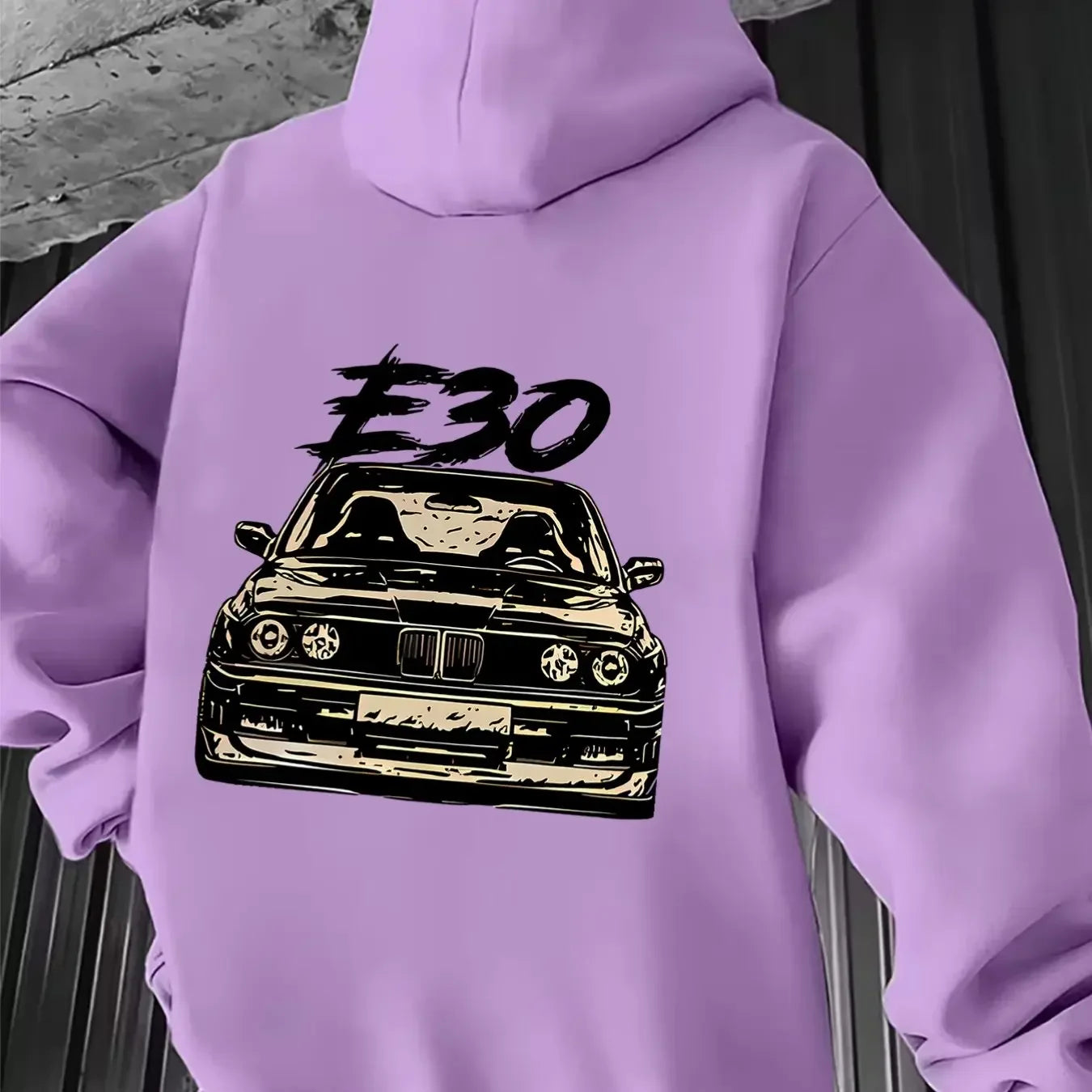 Oversized Classic Car Print Hoodie