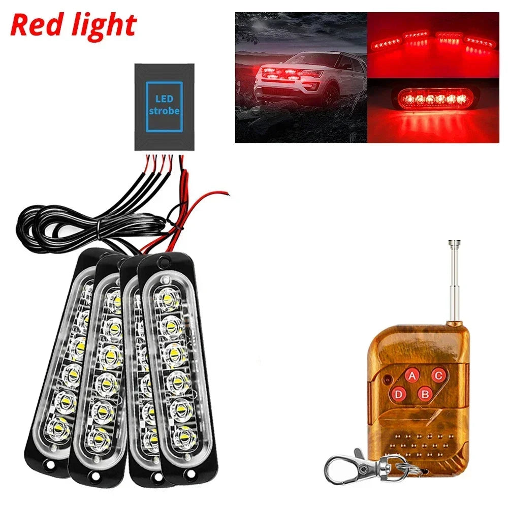 12-24V LED Strobe Lights - 18-Mode Vehicle Warning Set