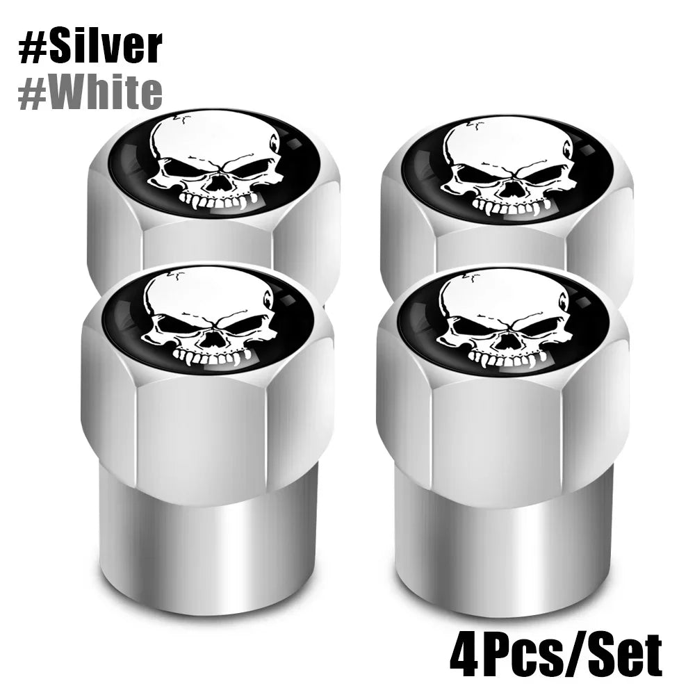 4Pcs/Set Skull Tire Valve Stem Cap