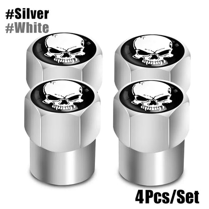 4Pcs/Set Skull Tire Valve Stem Cap