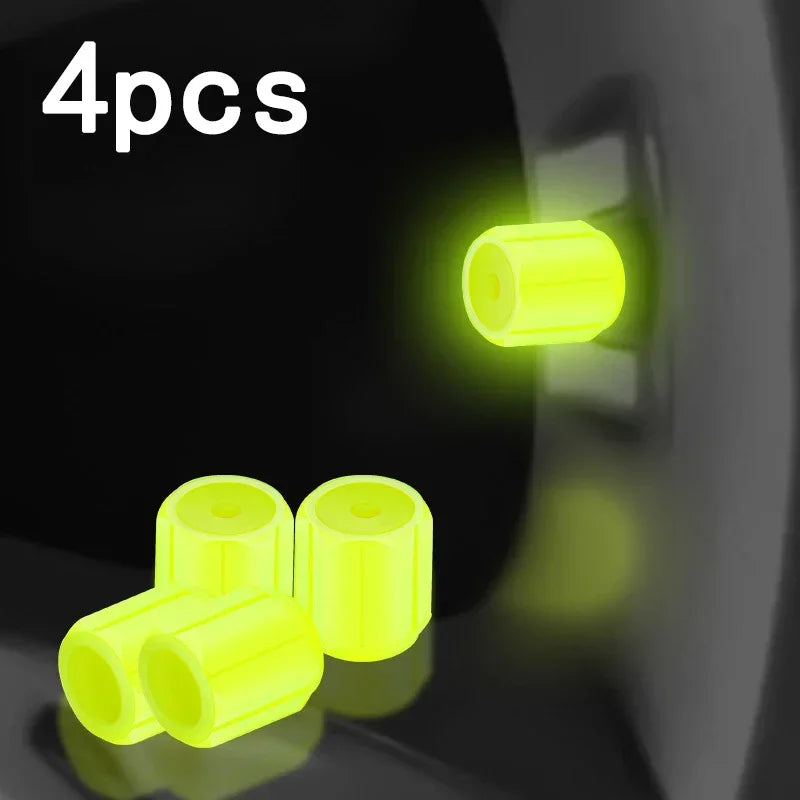 4Pcs Luminous Tire Valve Caps