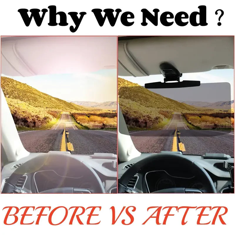 Car Anti-Glare Sun Visor Mirror – UV Protection Sunshade