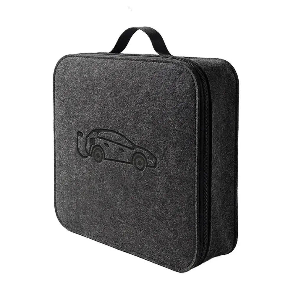 EV Charging Cable Storage Bag – Leather & Felt, Square & Round