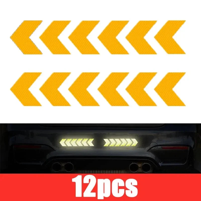 Reflective Arrow Safety Sticker Set – 12 Pcs Car & Motorcycle Decals
