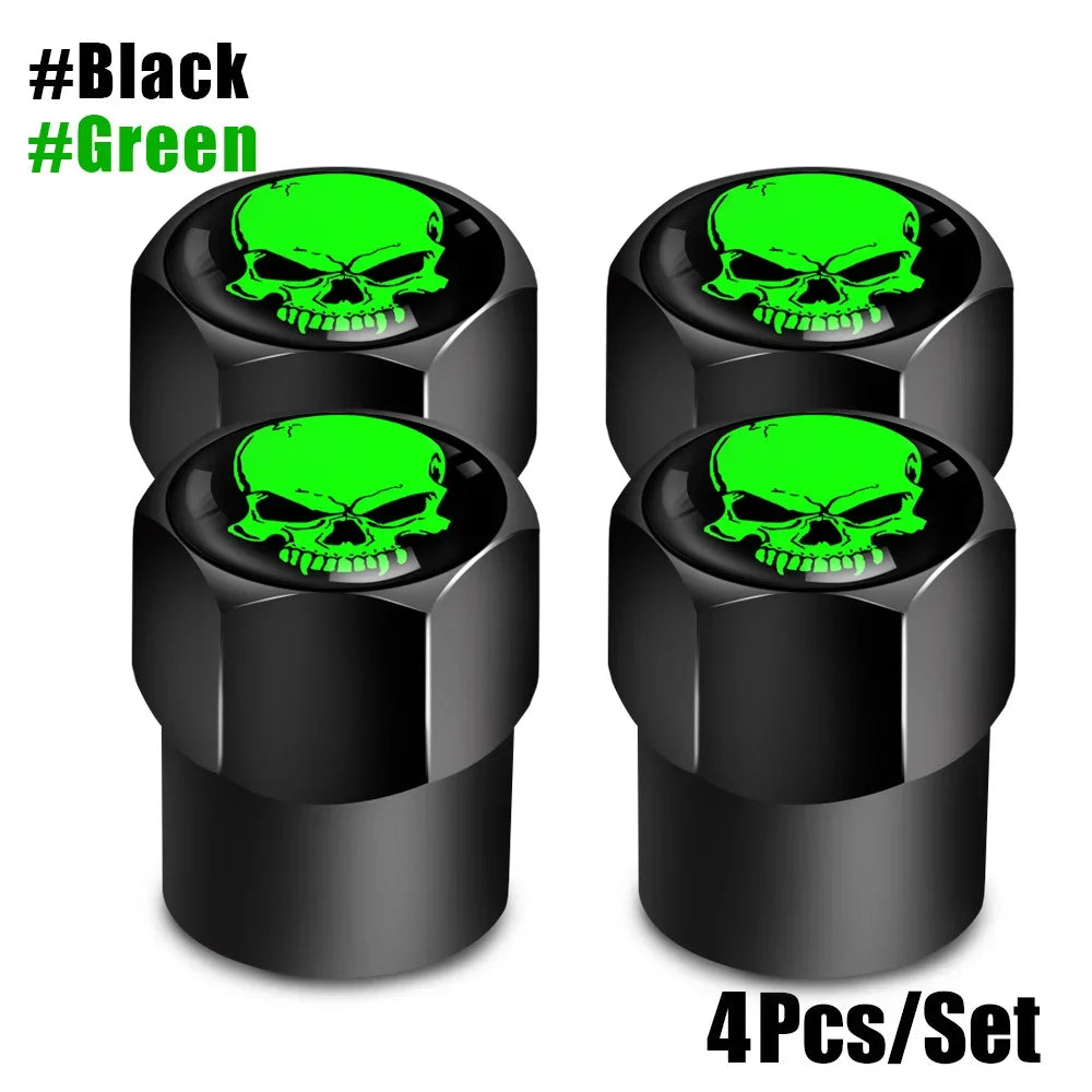 4Pcs/Set Skull Tire Valve Stem Cap
