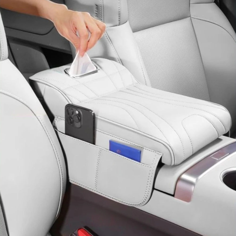 Car Armrest Booster Pad with Storage Pocket – Comfort Cushion