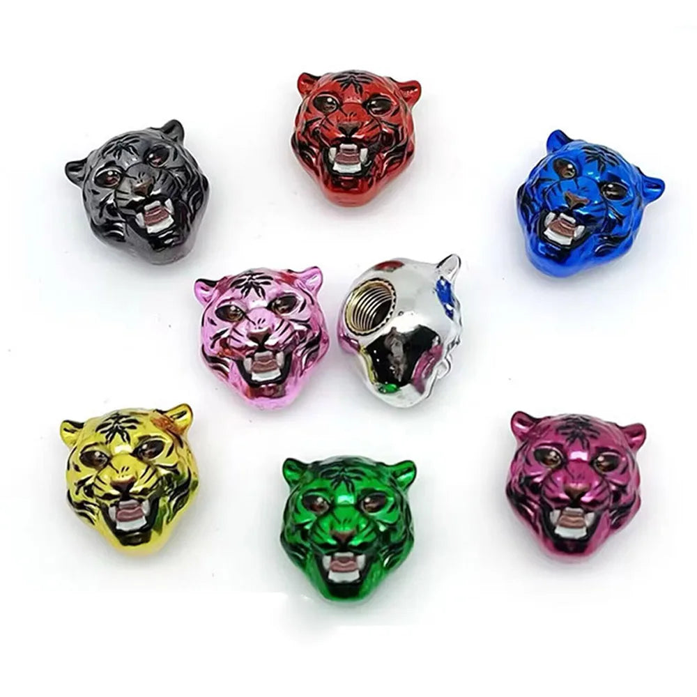 4Pcs Tiger Style Tire Valve Caps 3D