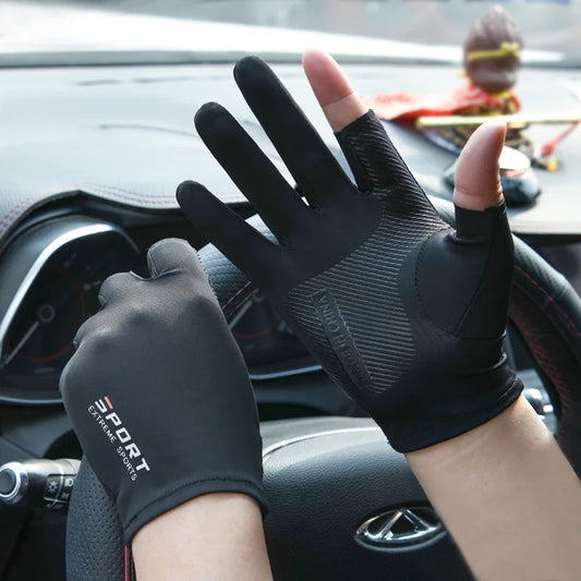 Ice Silk Driving Gloves – UV Protection, Anti-Slip, Unisex