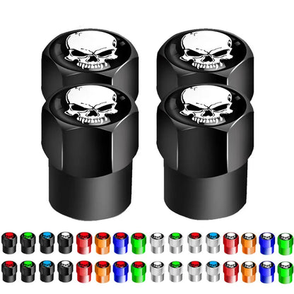 4Pcs/Set Skull Tire Valve Stem Cap