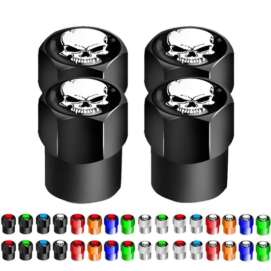 4 Stück/Set Totenkopf Reifenventilkappen