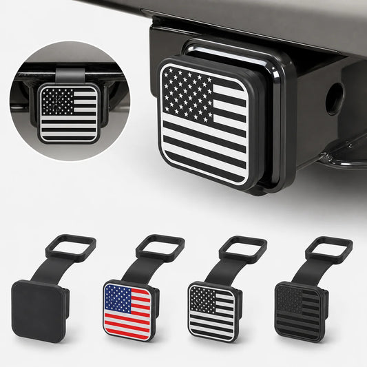 Trailer Hitch Receiver Cover - 2-Inch Aluminum & Rubber Plug