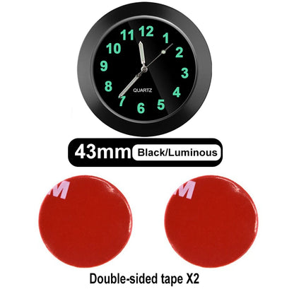 Mini Car Clock – Stick-On Quartz with Sapphire Glass & Luminous Dial