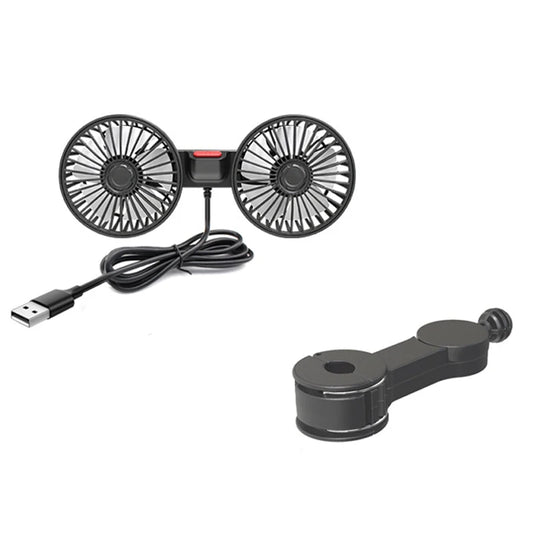 USB Car Seat Back Cooling Fan – 3-Speed Dual Head 360° Rotation Neck Cooler