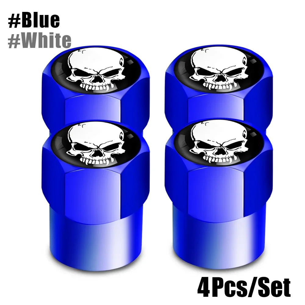 4Pcs/Set Skull Tire Valve Stem Cap