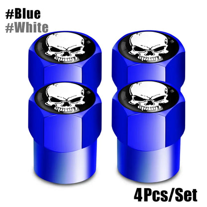 4Pcs/Set Skull Tire Valve Stem Cap