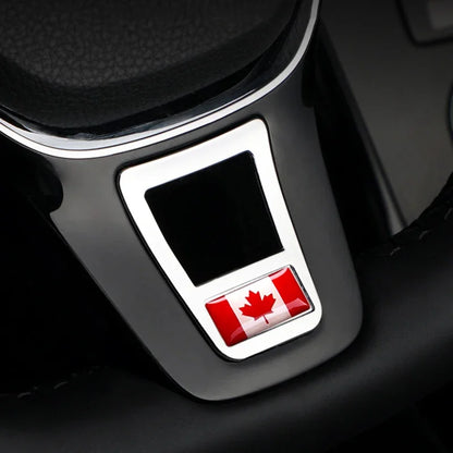 Steering Wheel Emblem Cover Sticker – Flag & Carbon Fiber Designs