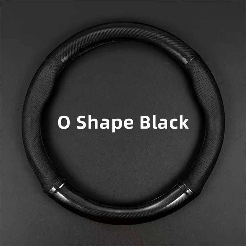 Carbon Fiber Steering Wheel Cover – Leather Anti-Slip