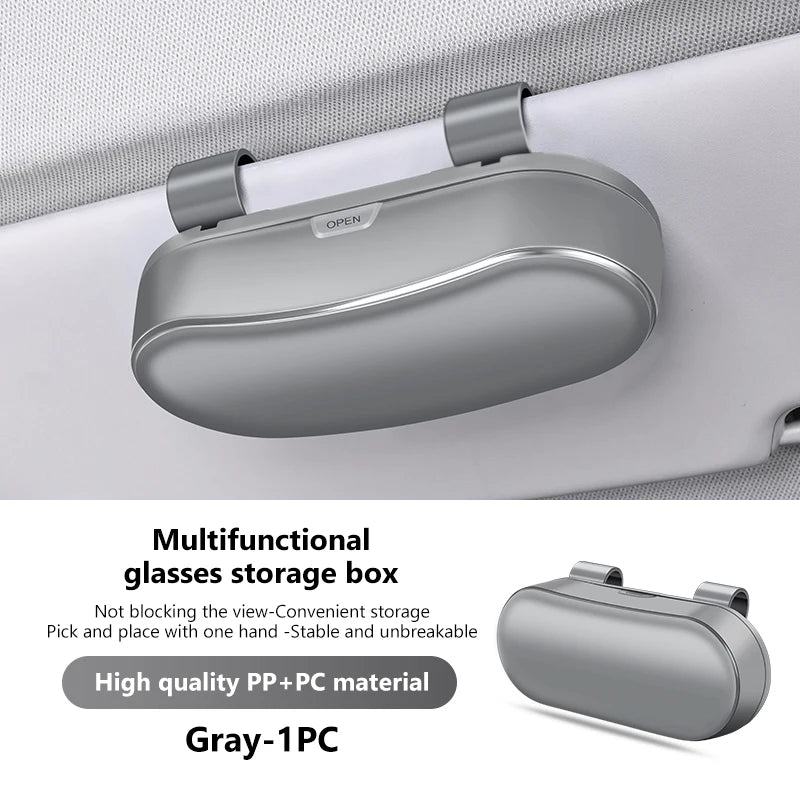 Car Sun Visor Glasses Case – Anti-Scratch Sunglasses Holder | Gray & Black