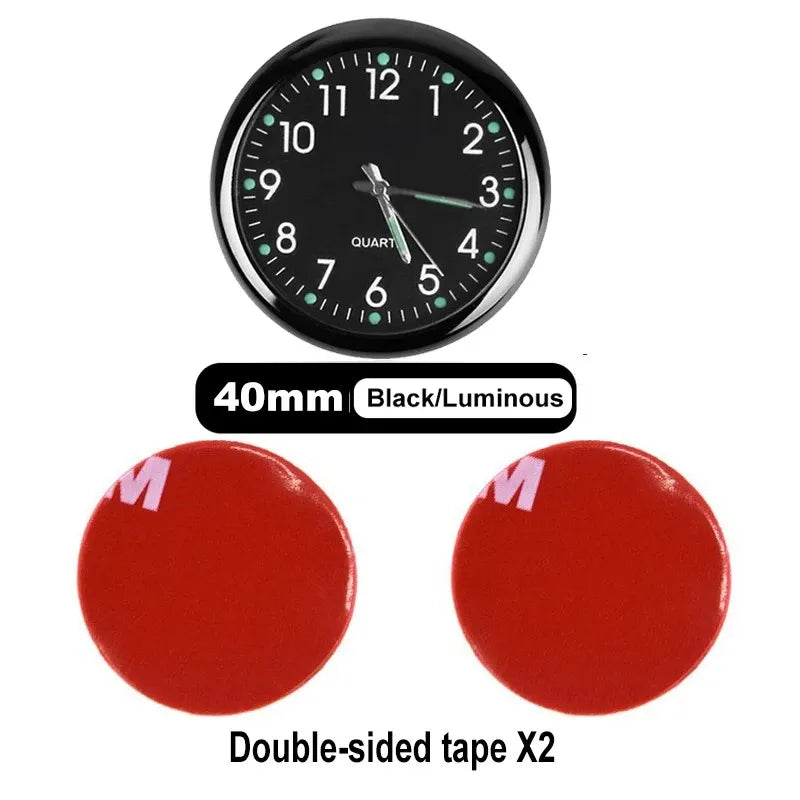 Mini Car Clock – Stick-On Quartz with Sapphire Glass & Luminous Dial