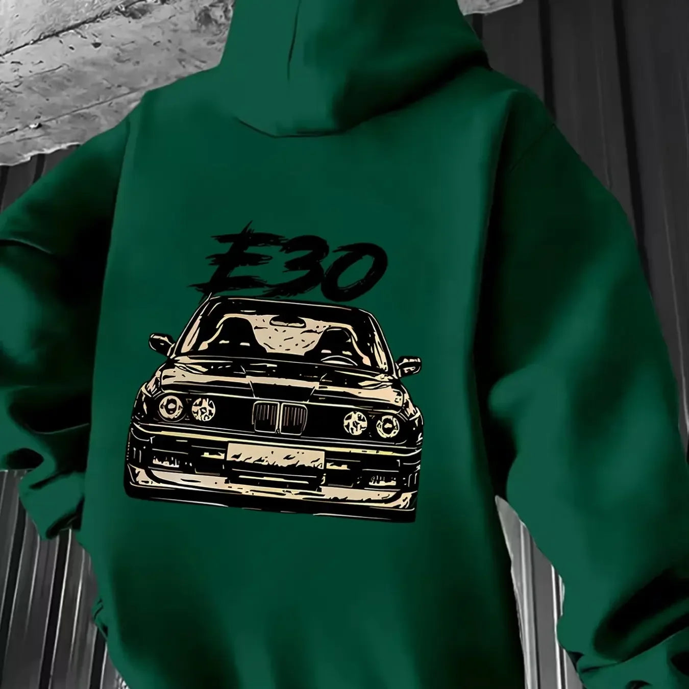 Oversized Classic Car Print Hoodie