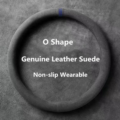 Suede Steering Wheel Cover – Universal 37–38cm, D & O Shape