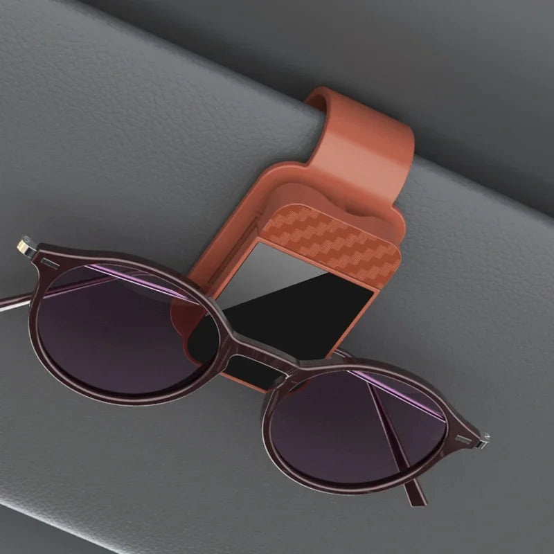 Car Sun Visor Sunglasses Clip Holder with Carbon Fiber Detail