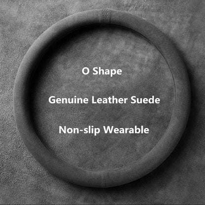 Suede Steering Wheel Cover – Universal 37–38cm, D & O Shape