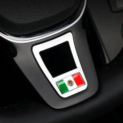 Steering Wheel Emblem Cover Sticker – Flag & Carbon Fiber Designs