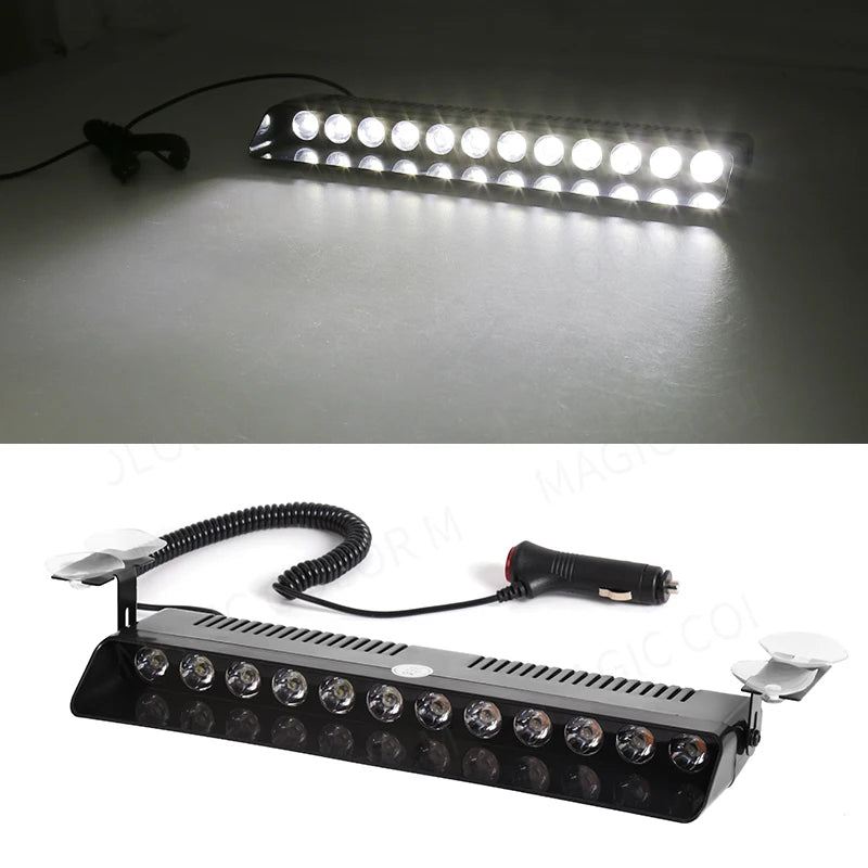 12 LED Car Strobe Warning Light – 12V Waterproof Flash Beacon