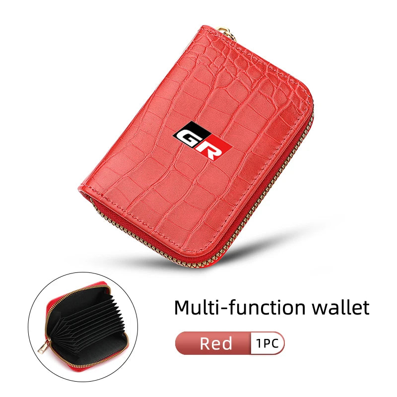 Crocodile Pattern Leather Card Holder & Coin Wallet