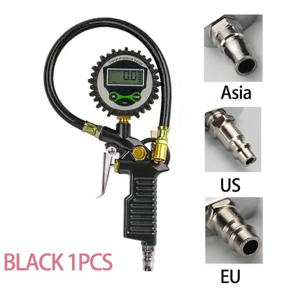 Pistol Digital Tire Pressure Gauge – 0–200 PSI LCD Inflator Gun with Hose