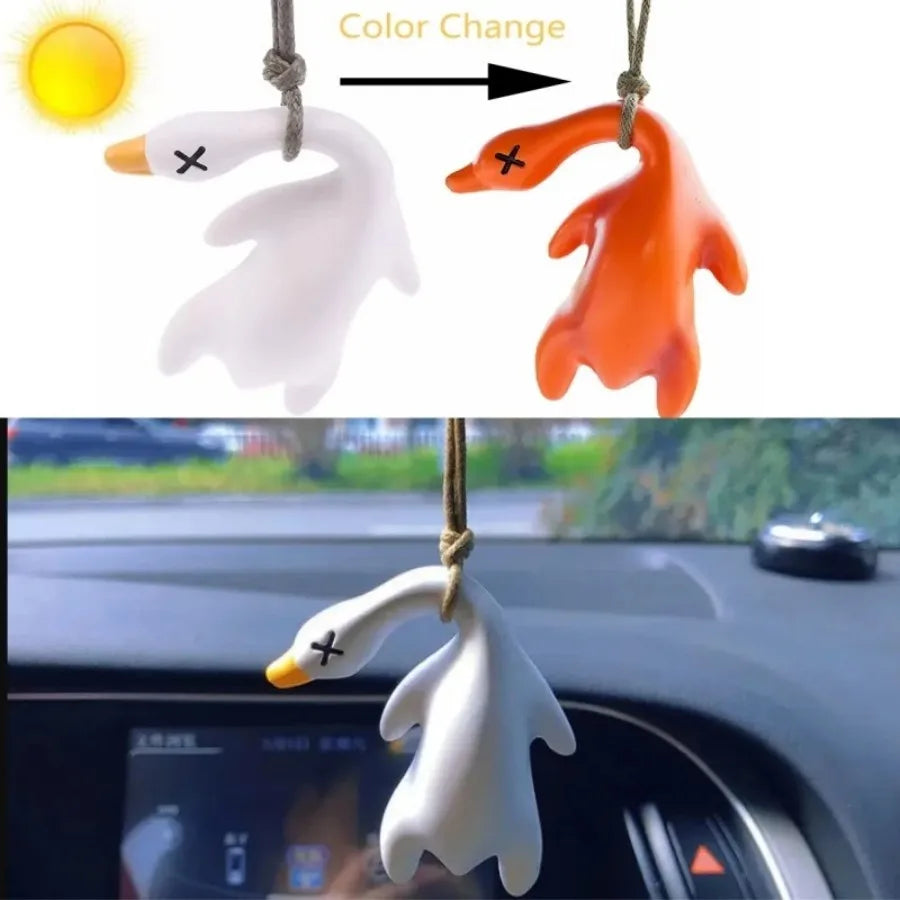 Color-Changing Duck Car Ornament – Rearview Mirror Pendant (2 Pcs)