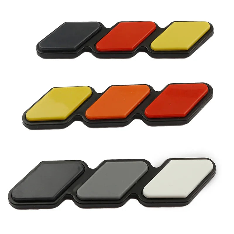 3D Tri-Color Front Grille Emblem Sticker – Car Badge Decal