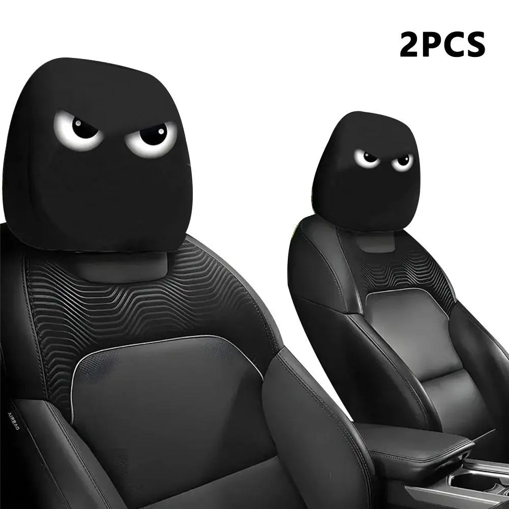 Car Headrest Pillowcase - Smiley Face Print Washable Polyester Cushion Cover Set of 2