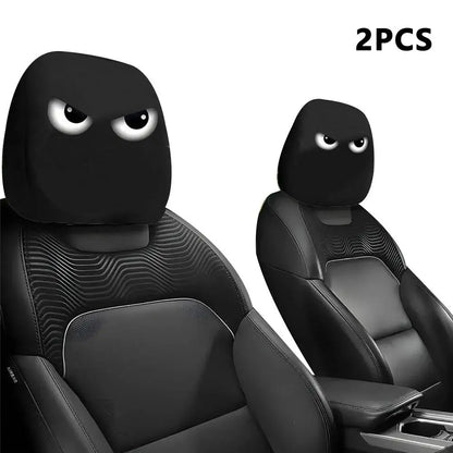 Car Headrest Pillowcase - Smiley Face Print Washable Polyester Cushion Cover Set of 2