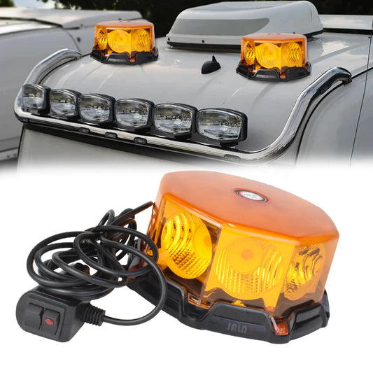 Amber LED Beacon Light - 12V/24V Magnetic Strobe