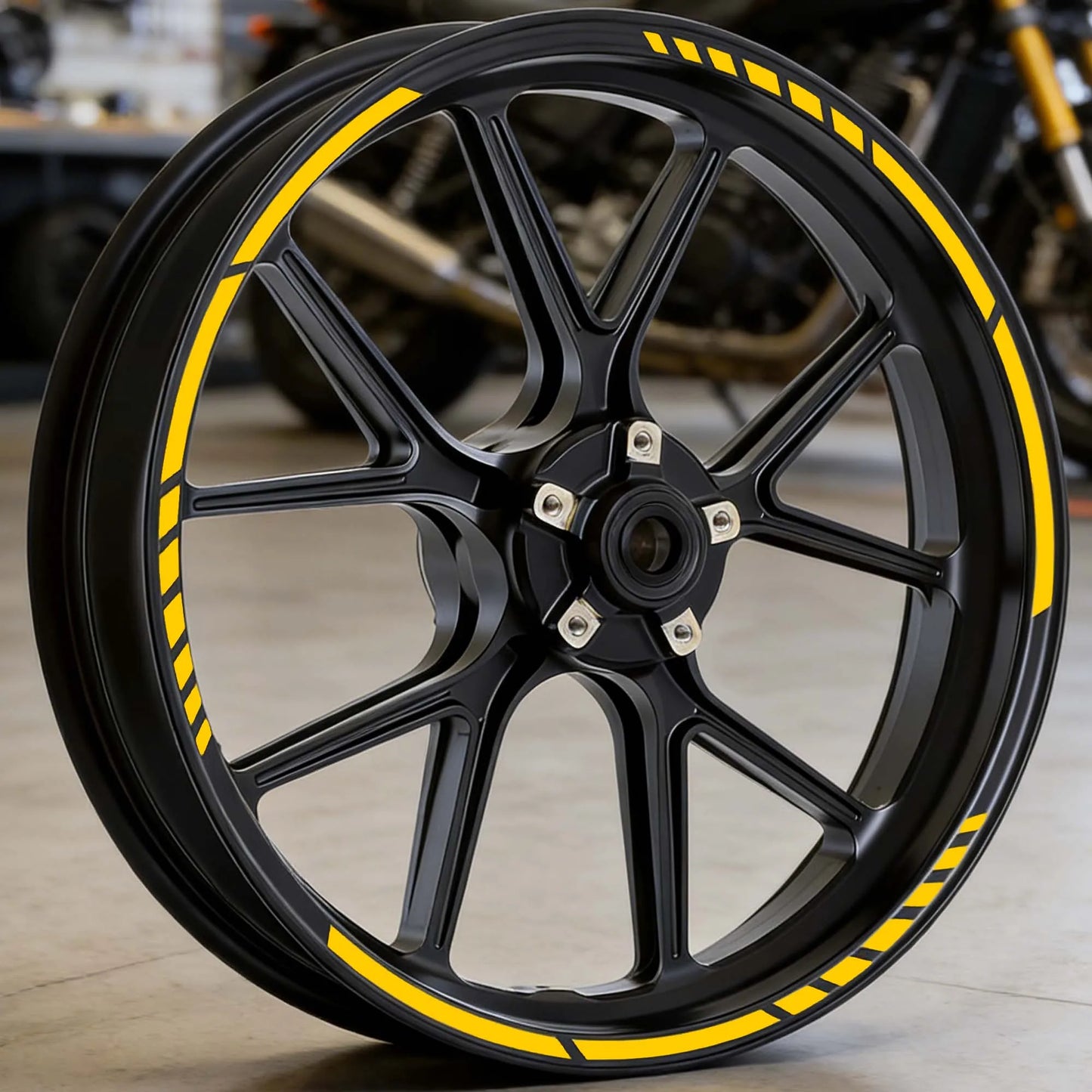 Motorcycle Wheel Rim Stickers – Racing Stripe Vinyl Decals for 15–19" Rims