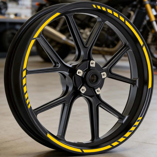 Motorcycle Wheel Rim Stickers – Racing Stripe Vinyl Decals for 15–19" Rims