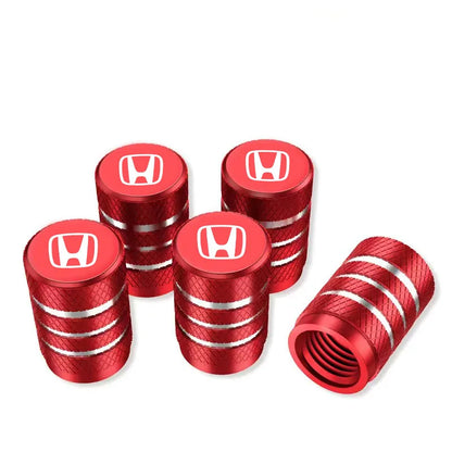 Aluminum Knurled Car Tire Valve Caps – 4pcs, Red & Black