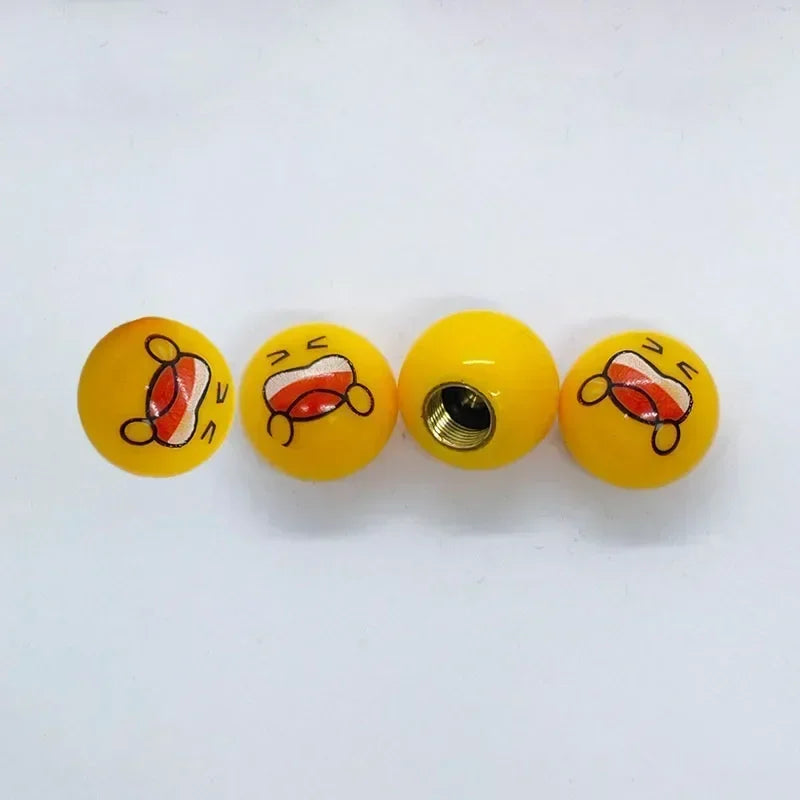 4Pcs/Set Smiley Ball Tire Valve Caps