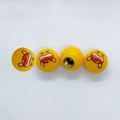 4Pcs/Set Smiley Ball Tire Valve Caps