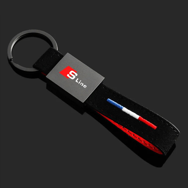 S Line Suede Metal Keychain