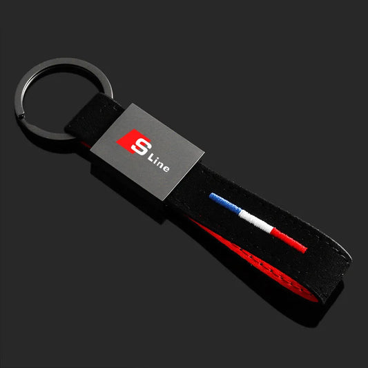 S Line Suede Metal Keychain