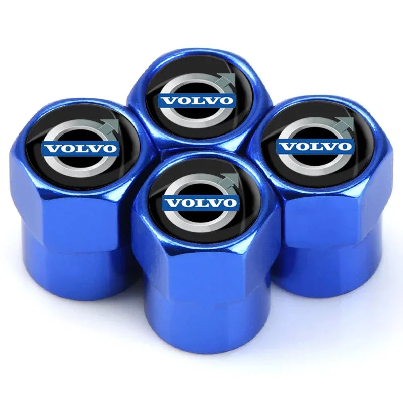 Metal Car Tire Valve Caps – 4pcs, 8 Colors, Round & Hex Style