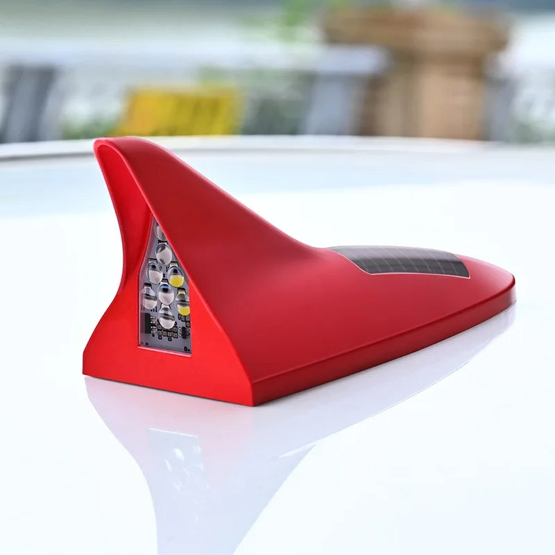 Car Solar LED Anti Collision Light Shark Fin Antenna
