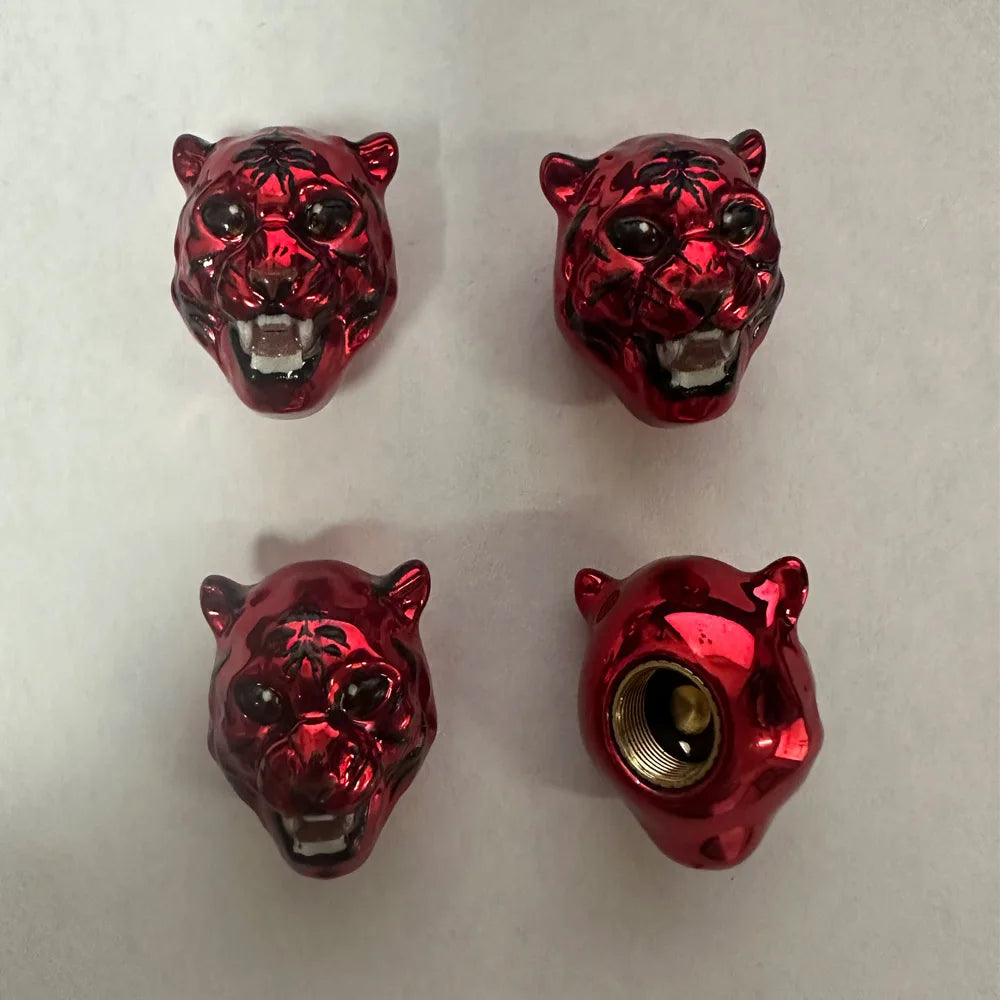 4Pcs Tiger Style Tire Valve Caps 3D